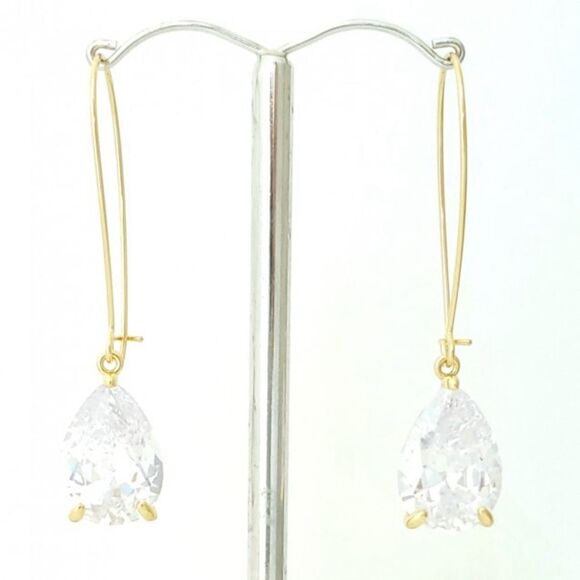 β¨βMia Charro Gold & Cubic Zirconia Teardrop Earrings - Picture 1 of 6